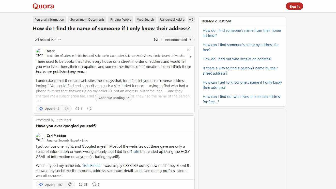How to find the name of someone if I only know their address - Quora